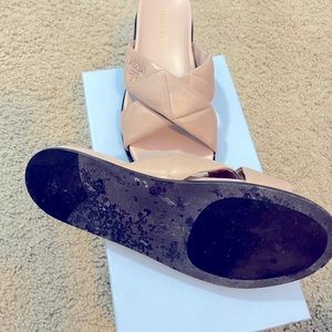 Prada quilted sandals nude beige